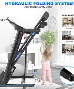 ANCHEER Folding Treadmill, 3.25HP Electric Motorized Automatic Incline Running Machine for Home Gym, 17'' Wide Tread Belt, Free App Control (Black)