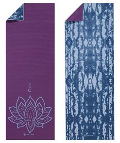 Gaiam Yoga Mat Premium Print Reversible Extra Thick Non Slip Exercise & Fitness Mat for All Types of Yoga, Pilates & Floor Workouts, Purple Lotus, 6mm
