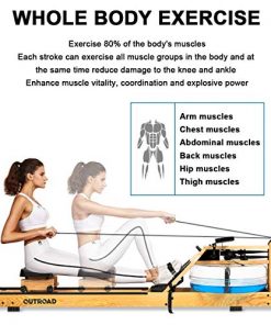 Outroad Rowing Machine for Home Gym Use, Water Wooden Rower with LCD Monitor, Outdoor Indoor Fitness Exercise Training Sports Equipment