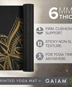 Gaiam Yoga Mat Premium Print Extra Thick Non Slip Exercise & Fitness Mat for All Types of Yoga, Pilates & Floor Workouts, Metallic Bronze Medallion, 6mm, 68"L x 24"W x 6mm Thick