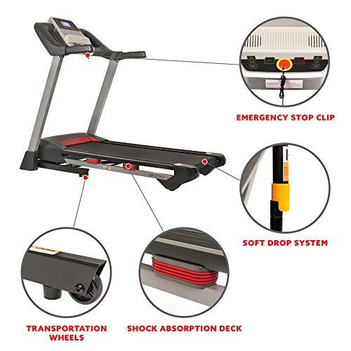 Sunny Health & Fitness Folding Treadmill for Home Exercise with 265 LB Capacity, Device Holder, Bluetooth Speakers and USB Charging - SF-T7917