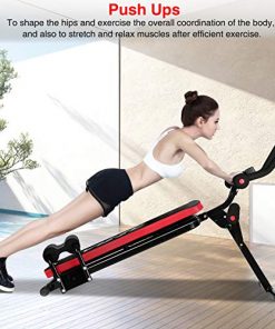 Bigzzia Ab Exercise Bench, Abdominal Workout Machine Foldable Sit Up Bench, Full Body Exercise Equipment with LCD Monitor for Leg,Thighs,Buttocks,Rodeo,Sit-up Exercise