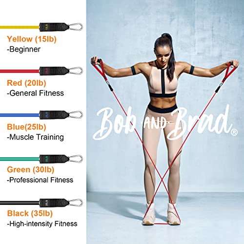 BOB AND BRAD Resistance Bands, Resistance Bands Set for Workout Stackable Up to 125 lbs, Exercise Bands with Door Anchor, Ankle Straps, Handles and Carry Case for Strength, Yoga, Gym for Men and Women