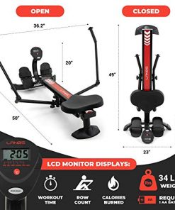 Lanos Hydraulic Rowing Machine | Adjustable Resistance | Rowing Machines for Home Use | LCD Monitor | Compact for Home Workout | Tone Muscle Improve Heart Health