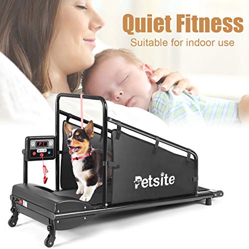PETSITE Small Dog Treadmill, Pet Running Machine for Indoor Exercise with 1.4 Inch LCD Screen and Remote Control, 200 LBS Capacity