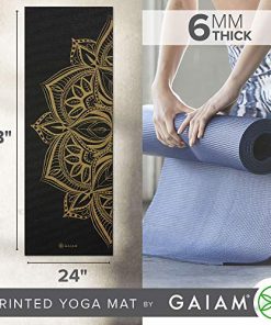 Gaiam Yoga Mat Premium Print Extra Thick Non Slip Exercise & Fitness Mat for All Types of Yoga, Pilates & Floor Workouts, Metallic Bronze Medallion, 6mm, 68