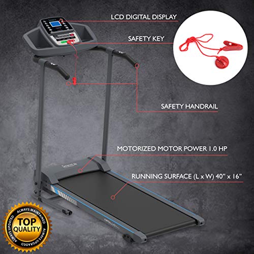 SereneLife Smart Electric Folding Treadmill – Easy Assembly Fitness Motorized Running Jogging Exercise Machine with Manual Incline Adjustment, 12 Preset Programs | SLFTRD20 Model