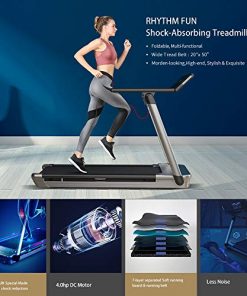 RHYTHM FUN Treadmill Folding Treadmill Desk Treadmill 4.0HP Electric Motorized Treadmill Super Shock-Absorbing Slim Quiet Foldable Treadmill with Large Display/Workout APP for Home Office Gym