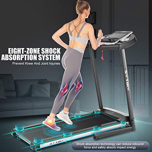 SYTIRY Treadmill with Screen,Treadmills for Home with 10" HD tv Touchscreen&WiFi Connection,3.25hp Motor,Folding Exercise Equipment Machine with Workout Program,Hydraulic Drop,Heart Rate Sensor