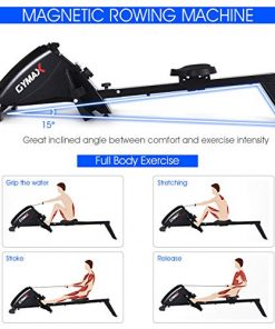 Goplus Magnetic Rowing Machine, Foldable Rower with 10-Level Tension Resistance System, LCD Monitor, Transport Wheels, Full Body Exercise for Home Use (Black)