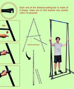 KHANH TRINH TOES DON'T TOUCH GROUND Foldable Free Standing PullUp Bar Stand Sturdy PowerTower Workout Station For Home Gym Strength Training Adjustable Fitness Equipment Multifunctional Exercise Rack