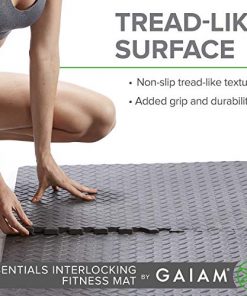 Gaiam Essentials Interlocking Exercise Mat, Square Puzzle Foam Tiles Home Gym Fitness Mat Workout Flooring, Multi-Purpose Use in Garage, Basement, Kids/Baby Play Areas, 23.5
