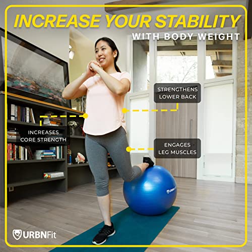 ﻿﻿URBNFIT Exercise Ball - Yoga Ball in Multiple Sizes for Workout, Pregnancy, Stability - Anti-Burst Swiss Balance Ball w/ Quick Pump - Fitness Ball Chair for Office, Home, Gym