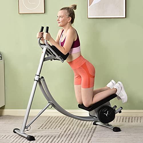 Abdominal Crunch Coaster 440lbs Capacity Ab Machine Foldable Exercise Equipment , Less Stress on Neck & Back, Abdominal/Core Fitness Equipment for Home Gym (Updated Sliver)