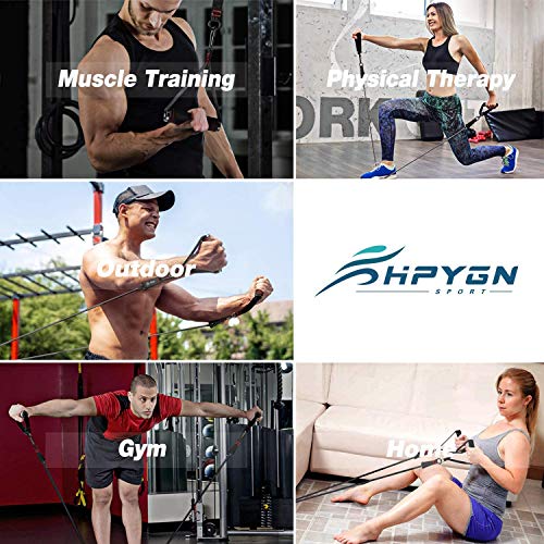 Resistance Bands, HPYGN Exercise Bands with Handles Set, Ankle Straps, Door Anchor, Carry Bag, Great for Resistance Training, Physical Therapy, Yoga, Home Workouts