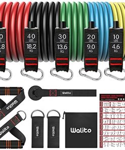 WALITO Resistance Bands Set - 150LBS Exercise Resistance Bands with Handles, 5 Tube Fitness Bands with Door Anchor, Elastic Bands for Exercise, Physical Therapy, Home Workouts