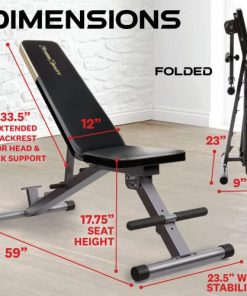SuperMax Adjustable Weight Bench for Incline Decline Workouts, 800 lbs Weight Capacity by Fitness Reality, Full Body, Foldable Exercise Equipment for Weightlifting, Compact for Home Gym Use