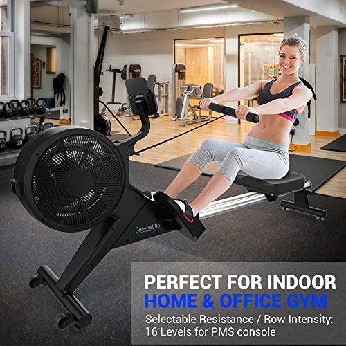 SereneLife Smart Rowing Machine-Home Rowing Machine with Smartphone Fitness Monitoring App-Row Machine for Gym or Home Use-Rowing Exercise Machine Measures Time, Stride, Distance, Calories Burned.