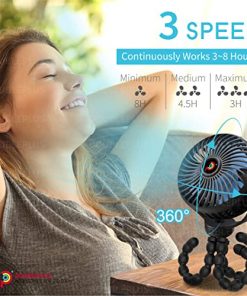 DoublePlus Fan for Peloton / Fan for NordicTrack, Most Exercise bike & Treadmill, 360 degree Flexible Tripod with 3 Speed, Upgrade Battery Powered, Clip Fan for Peloton, Accessories for Peloton
