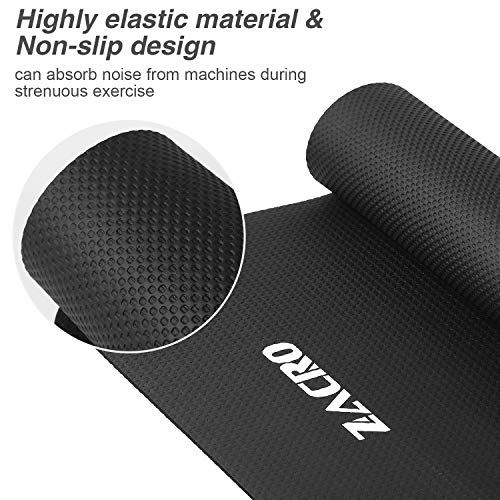 Zacro Protective Exercise Treadmill Mat - 5.9 x 2.46ft Heavy Duty Exercise Equipment and Treadmill Mats, Equipped with One Yoga Strap, Black
