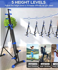 Vertical Climber Upgraded Home Gym Exercise Folding Climbing Machine for Full Body Trainer Fitness Stepper Stair Climber Cardio Workout Training Legs Arms Abs Calf (Dark Blue)