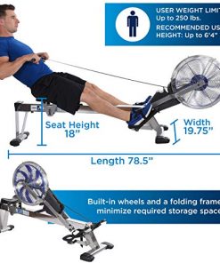 Stamina Elite ATS Air Rower - Smart Workout App, No Subscription Required - Upgraded Foldable Rowing Machine - LCD Monitor