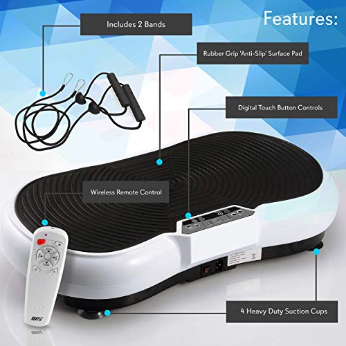 Hurtle Fitness Vibration Platform Workout Machine | Exercise Equipment For Home | Vibration Plate | Balance Your Weight Workout Equipment Includes, Remote Control & Balance Straps Included (HURVBTR30)