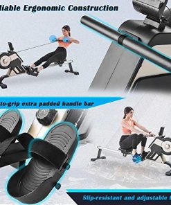 Merax Rowing Machine Indoor Home Rower Magnetic Rowing Machine with Magnetic Tension System, LED Monitor and 8-Level Resistance Adjustment Fitness Equipment for Home Gym Exercise, Golden Black