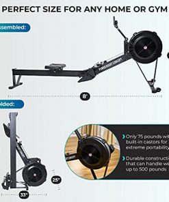 Rower Machine for Home & Gym - Foldable Rowing Machine for Home Use with 10 Levels of Air Resistance, LCD Display & Bluetooth Connectivity - Get an Effective Full Body Workout with Our Row Machine