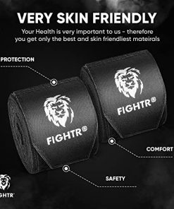 FIGHTR® Premium Boxing Hand Wraps for max. Stability and Protection | 4m semi Elastic Boxing Gloves with Thumb Loop for Boxing, MMA, Mauy Thai - Bandage (Black)