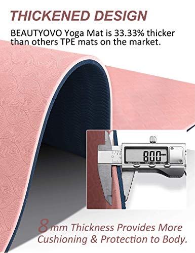 Yoga Mat with Strap, 1/3 Inch Extra Thick Yoga Mat Double-sided Non Slip, Professional TPE Yoga Mats for Women Men, Workout Mat for Yoga, Pilates and Floor Exercises