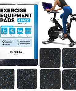 [6 Pack] Exercise Equipment Mat 4" x 4" x 0.5" Pads - Treadmill Mat for Carpet Protection - Protective Anti-slip Treadmill Pad for Hardwood Floors & Carpets - Home Gym Accessories - Protect Floors