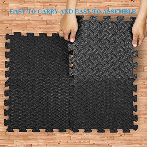 Puzzle Exercise Floor Mat, EVA Interlocking Foam Tiles Exercise Equipment Mat Workout Mats Flooring for Home Gym 20 Square Feet Gym Floor Mats for Gyms, Yoga, Workout